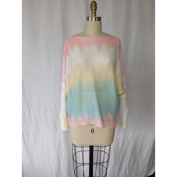 Women's Free For Humanity Loose Knit Lightweight Ombre Sweater One Size Summer - Picture 1 of 7